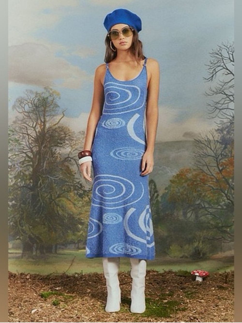 House of Sunny The Galaxy Hockney Midi Dress Blue Size 6